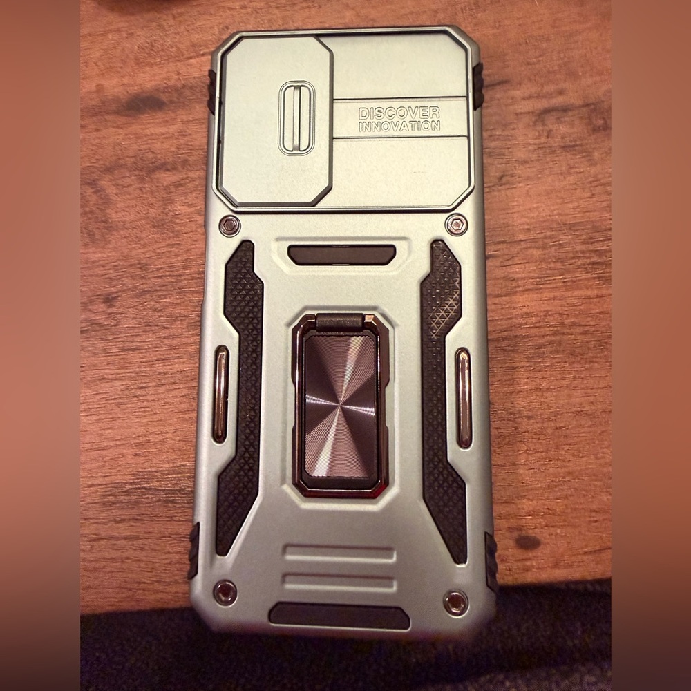 Off Green Protective Phone Case with Ring Stand & Sliding Camera Cover